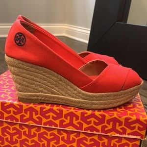 Tory Burch Filipa Espadrille Red Canvas Size 7